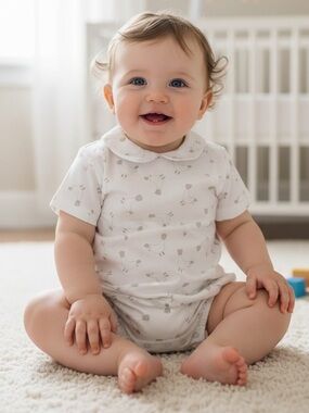 Catimini White Romper with Animals Prints  Accents